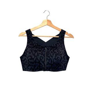 Lululemon Black Camo Print Front Zipper & Cross Back Women's Elite Bra Size 38C